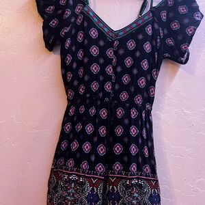 Xhilaration Black and Red Patterned Jumpsuit